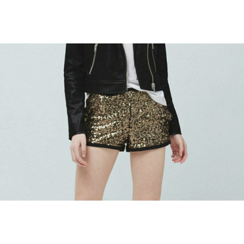 MANGO Sequin Shorts Gold and Black